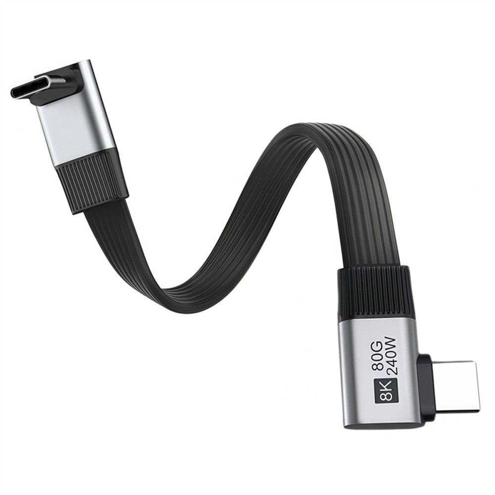 CY 20cm USB5.0 80Gbps Flat Slim FPC Male to Male Extension Cable Angled 240W 16K