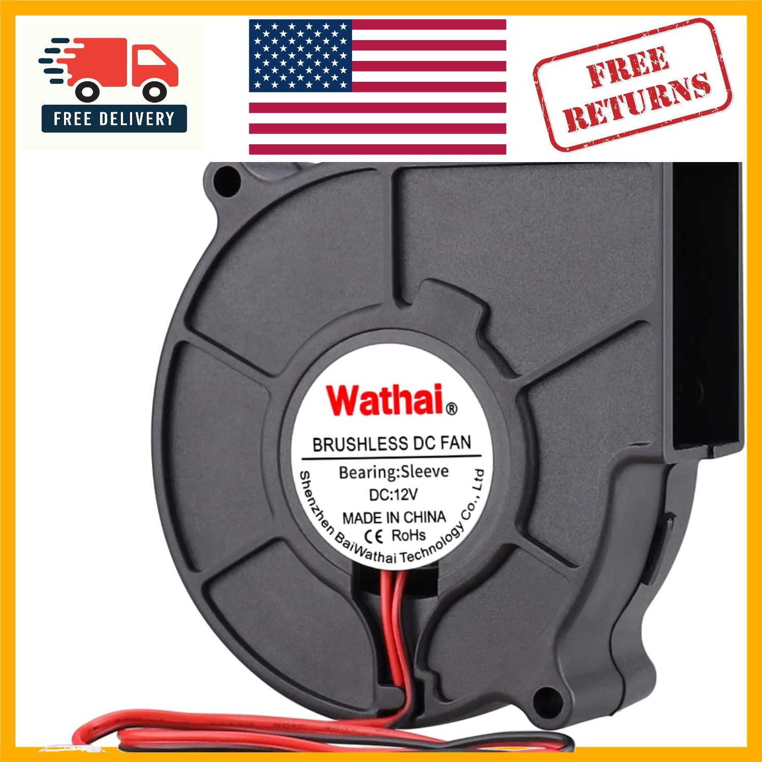 Versatile 12V Centrifugal Fan - 2-Pin Connection, Long Lifespan for All Devices