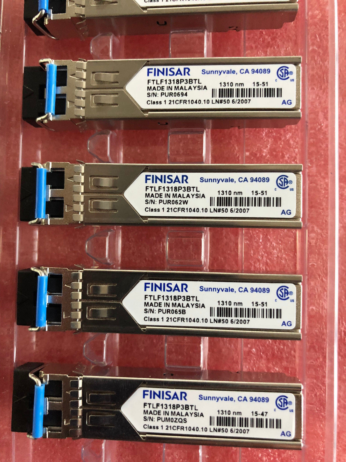 Finisar FTLF1318P3BTL 1.25Gb/s 10km 1310nm LC SMF I-Temp Genuine