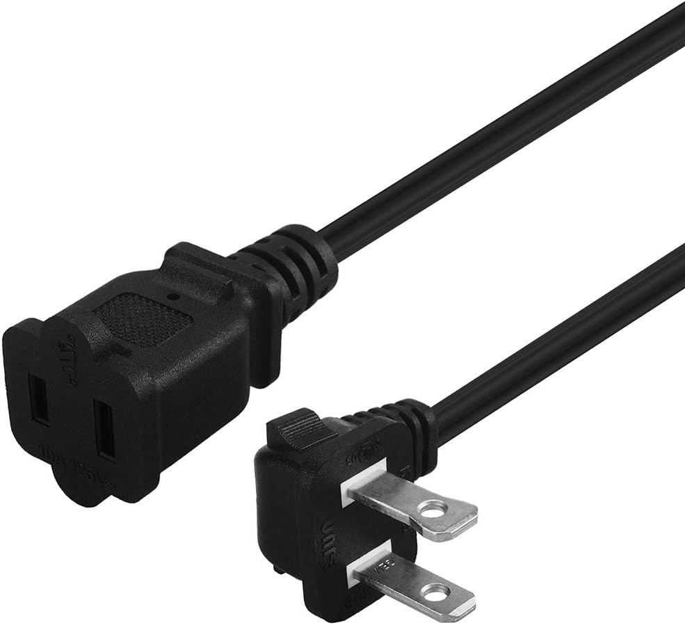 10-Feet (3M) Right Angled Polarized US 2-Prong Male-Female Extension Power Cord
