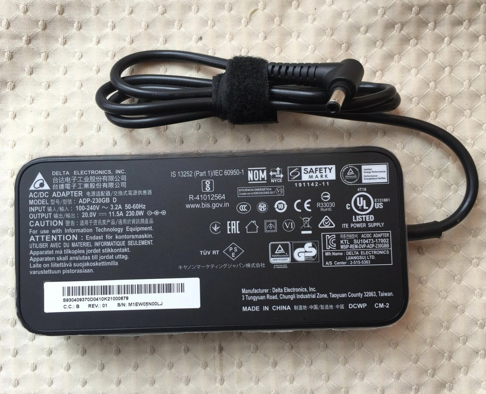 New MSI GS66 Stealth 10SFS-032 ADP-230GB D Delta 230W 20V Slim Adapter