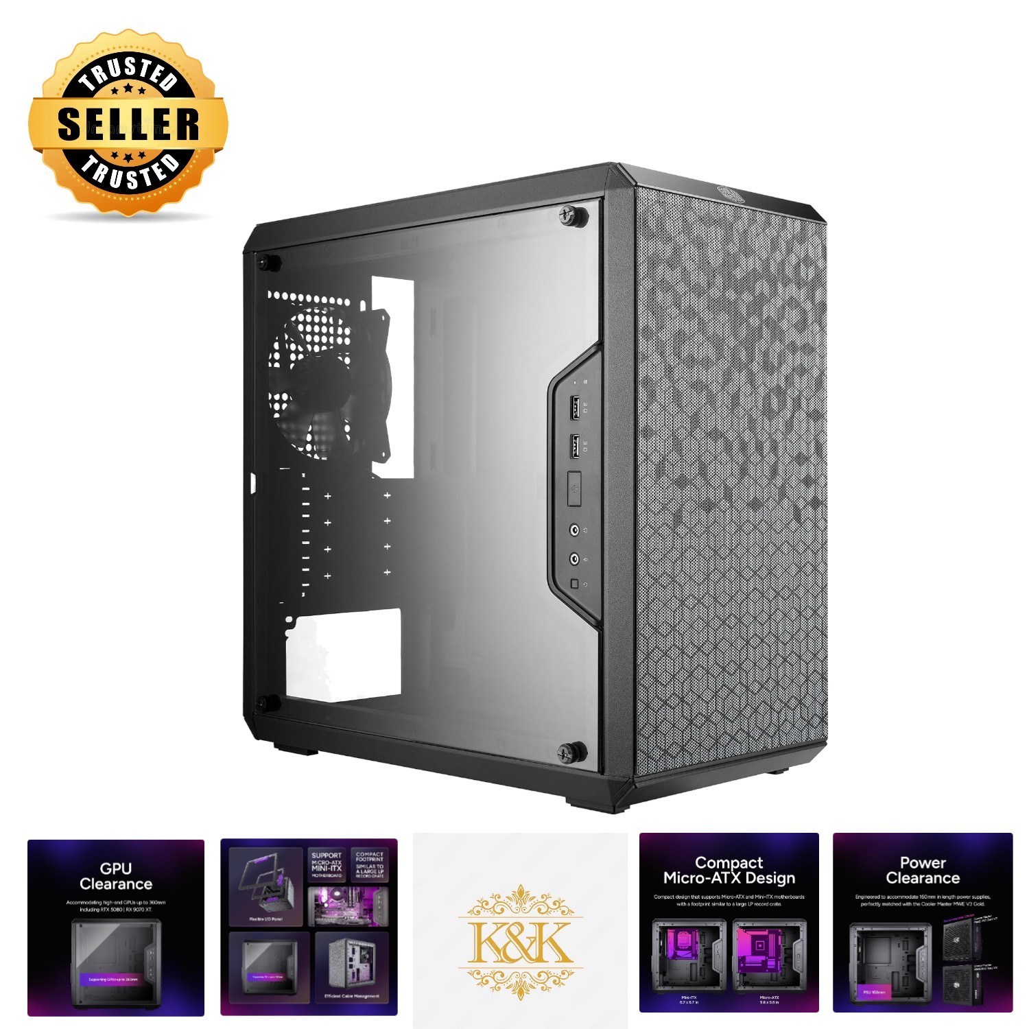 Dark Gray Q300L Micro-ATX PC Case with Magnetic Dust Filter & Cooling Support