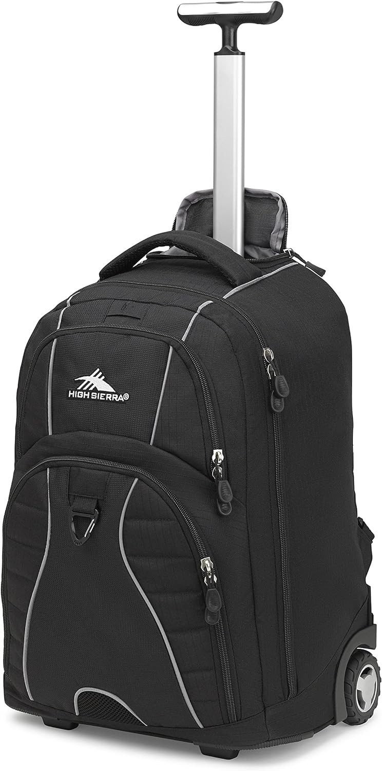 High Sierra Freewheel Wheeled Laptop Backpack, Black, 20.5 x 13.5 x 8-Inch