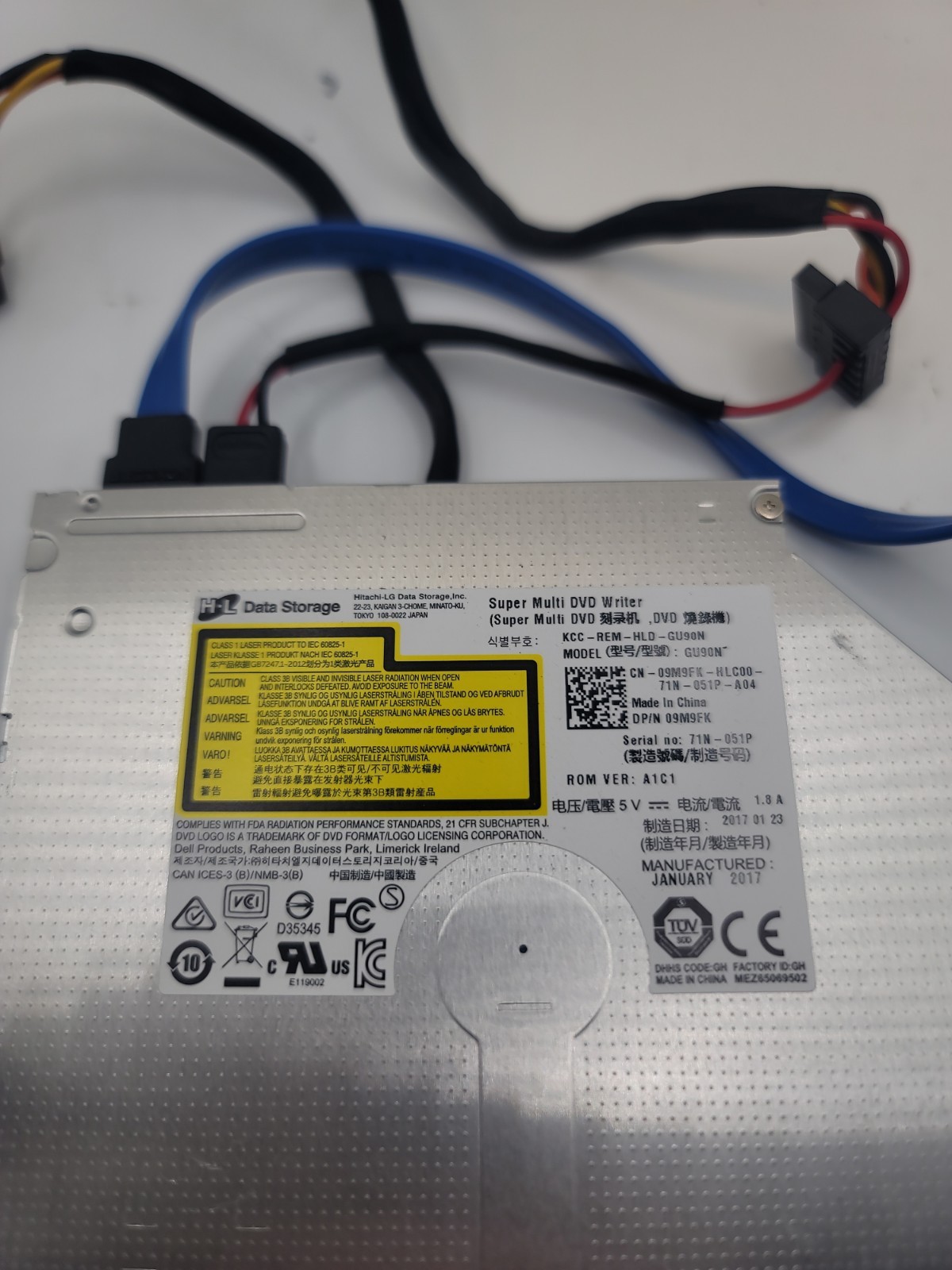 HL GU90N Super Multi DVD Writer Drive 09M9FK ROM A1C1 SVC M Black Bezel