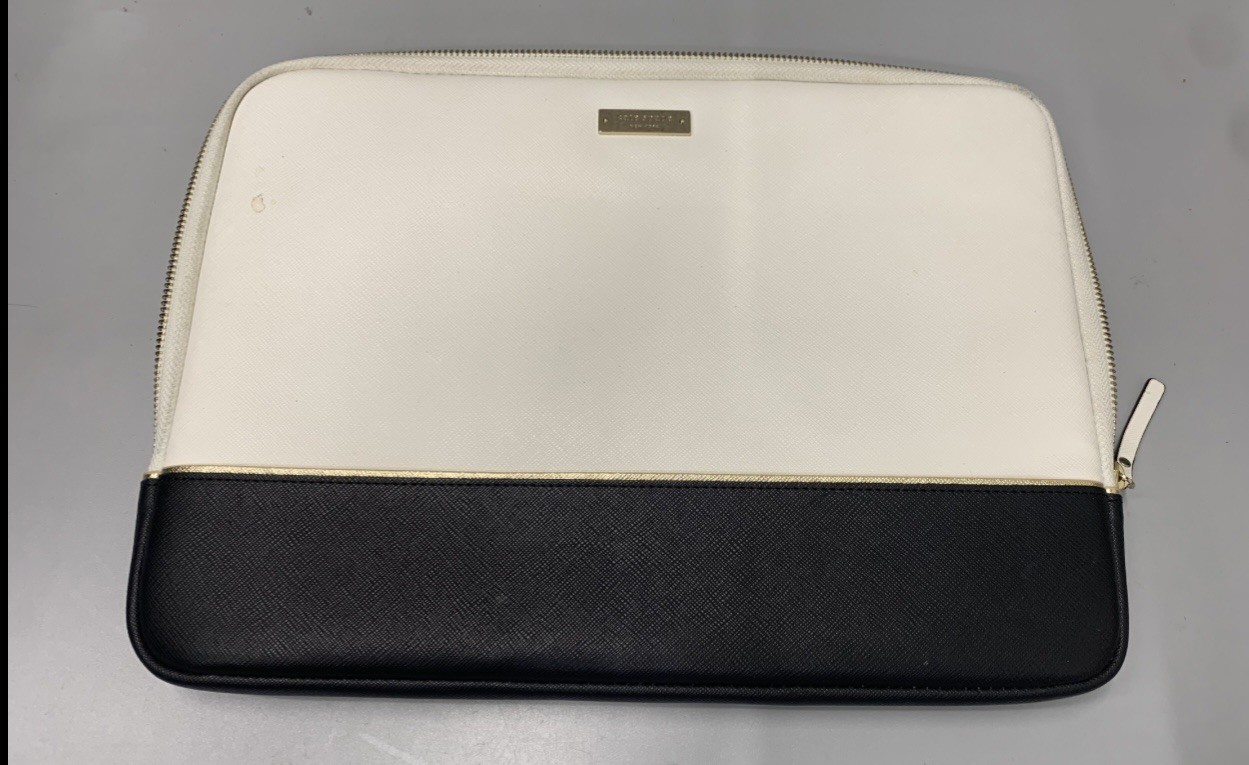 kate spade new york 13in Color Block White/Black Zipper Laptop Sleeve Case