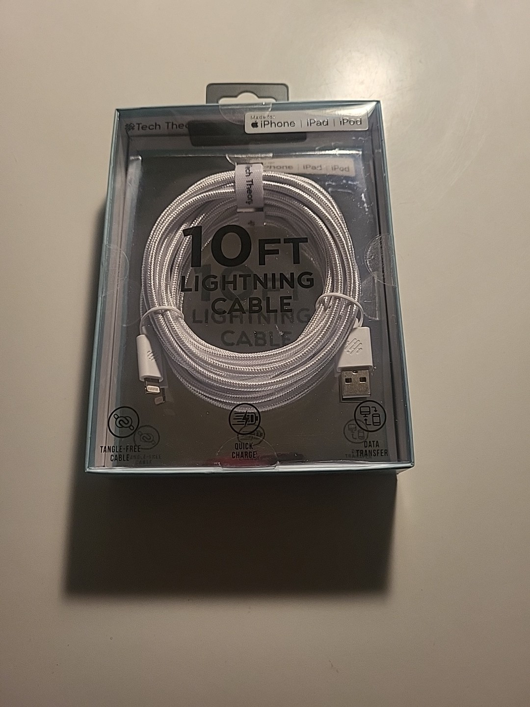 NEW Tech Theory 10ft Cable Compatible with iPhone, iPad, iPod-Charge/Transfer