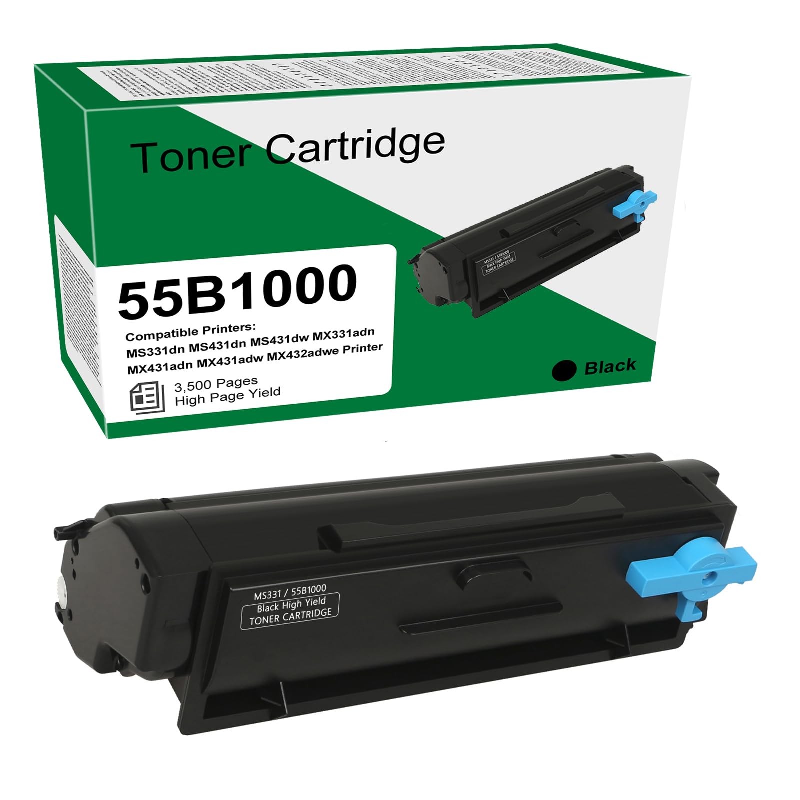 55B1000 Black Toner Cartridge Compatible with Lexmark (1Pack)