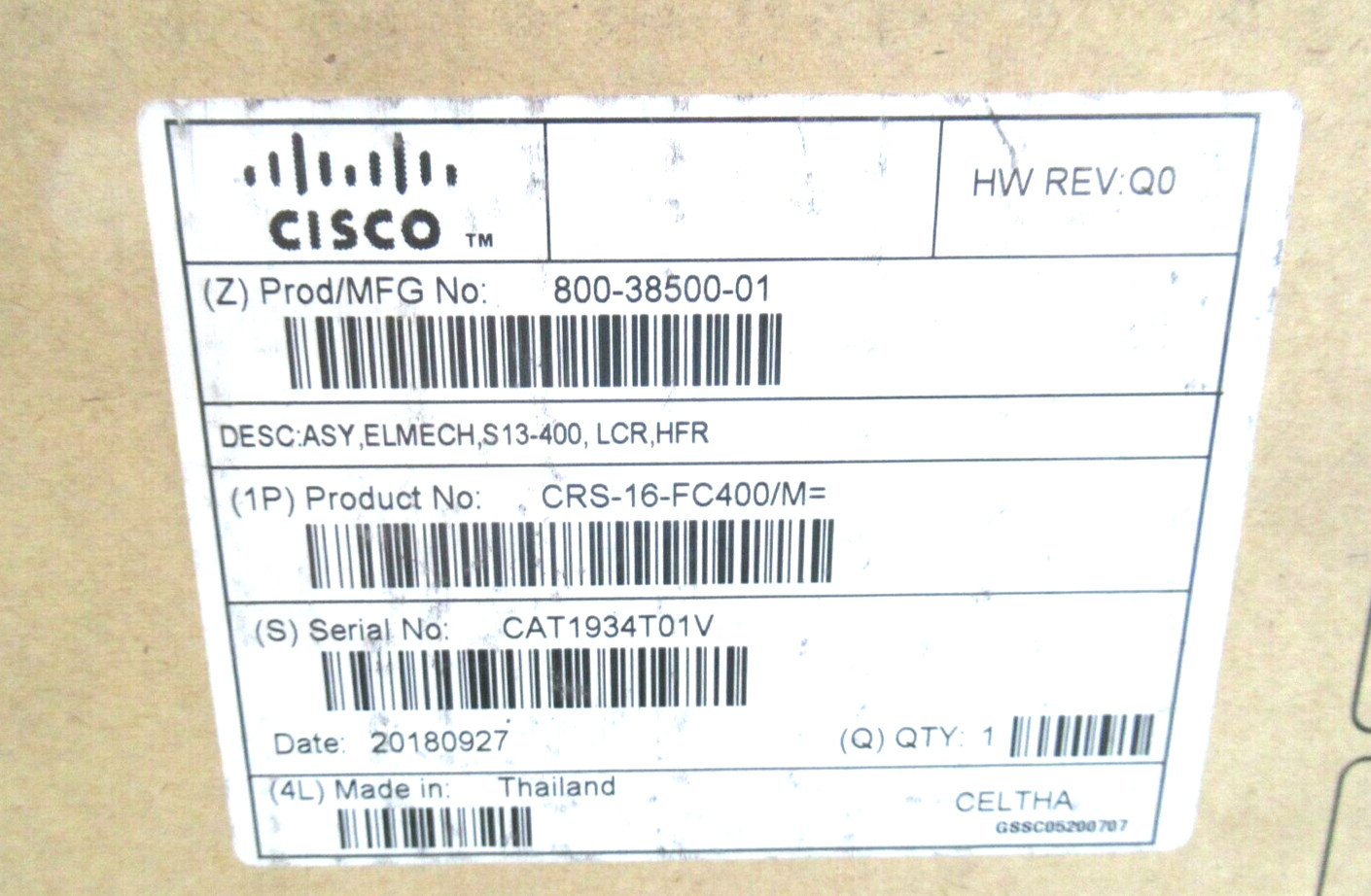 Cisco CRS-16-FC400/M CRS-X Switch Fabric Line Card (400G) *NEW SEALED*