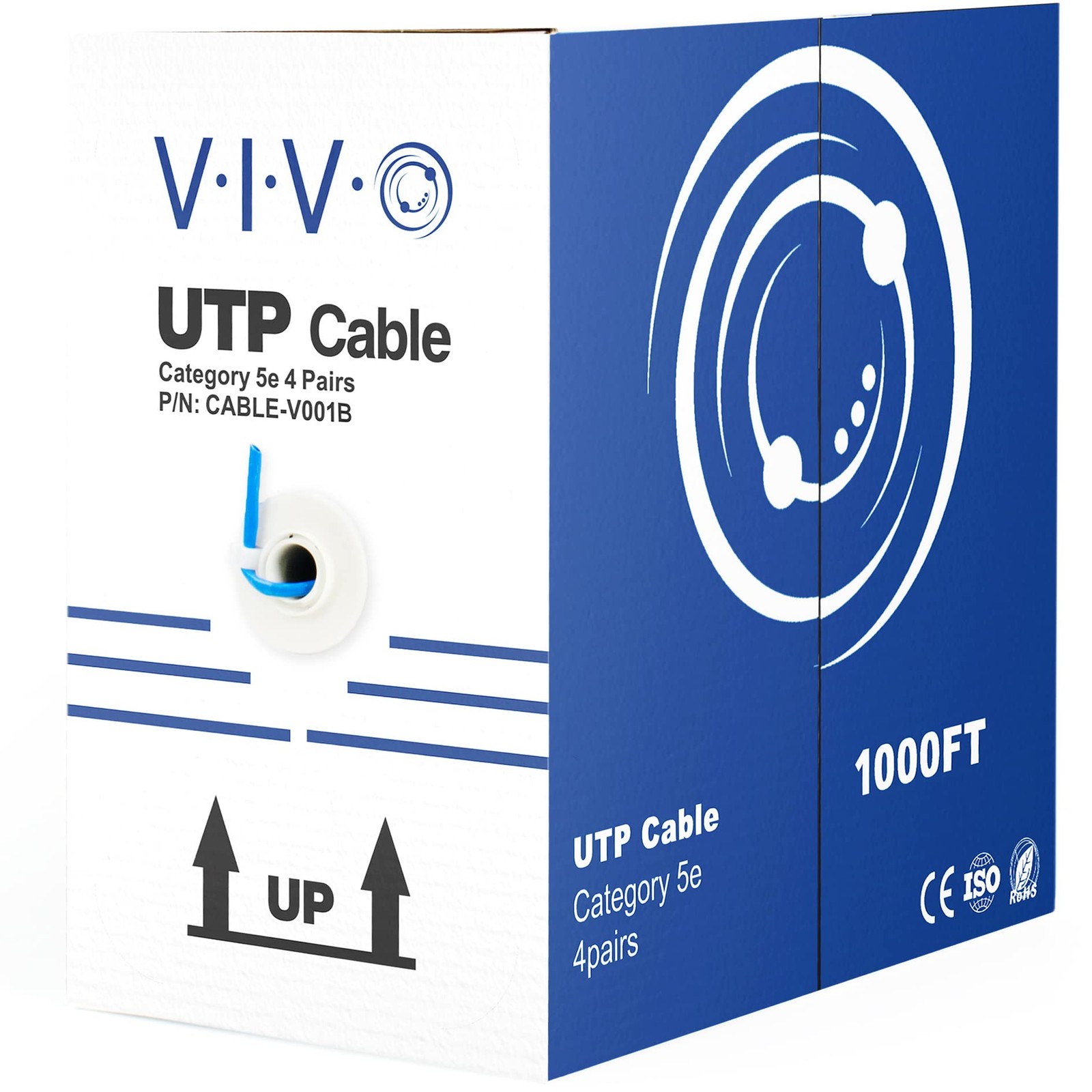 VIVO 1,000ft Bulk Cat5e Wire, CCA Ethernet Cable, 24 AWG, UTP Pull Box, LAN Netw
