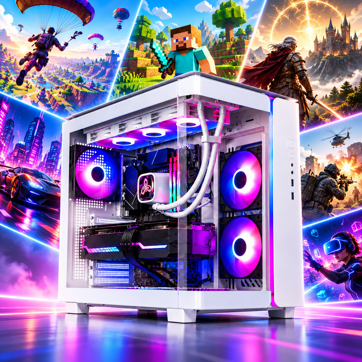 SkyTech ARGB AMD R5 5500 32GB RAM 1TB SSD RTX 4060 Win11 Gaming PC Desktop