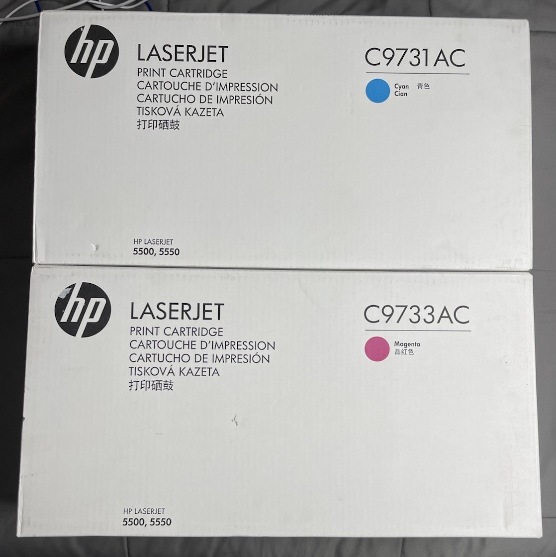 HP C9733AC C9731AC (645A) Magenta Cyan Print Cartridge LaserJet 5500, 5550 Lot