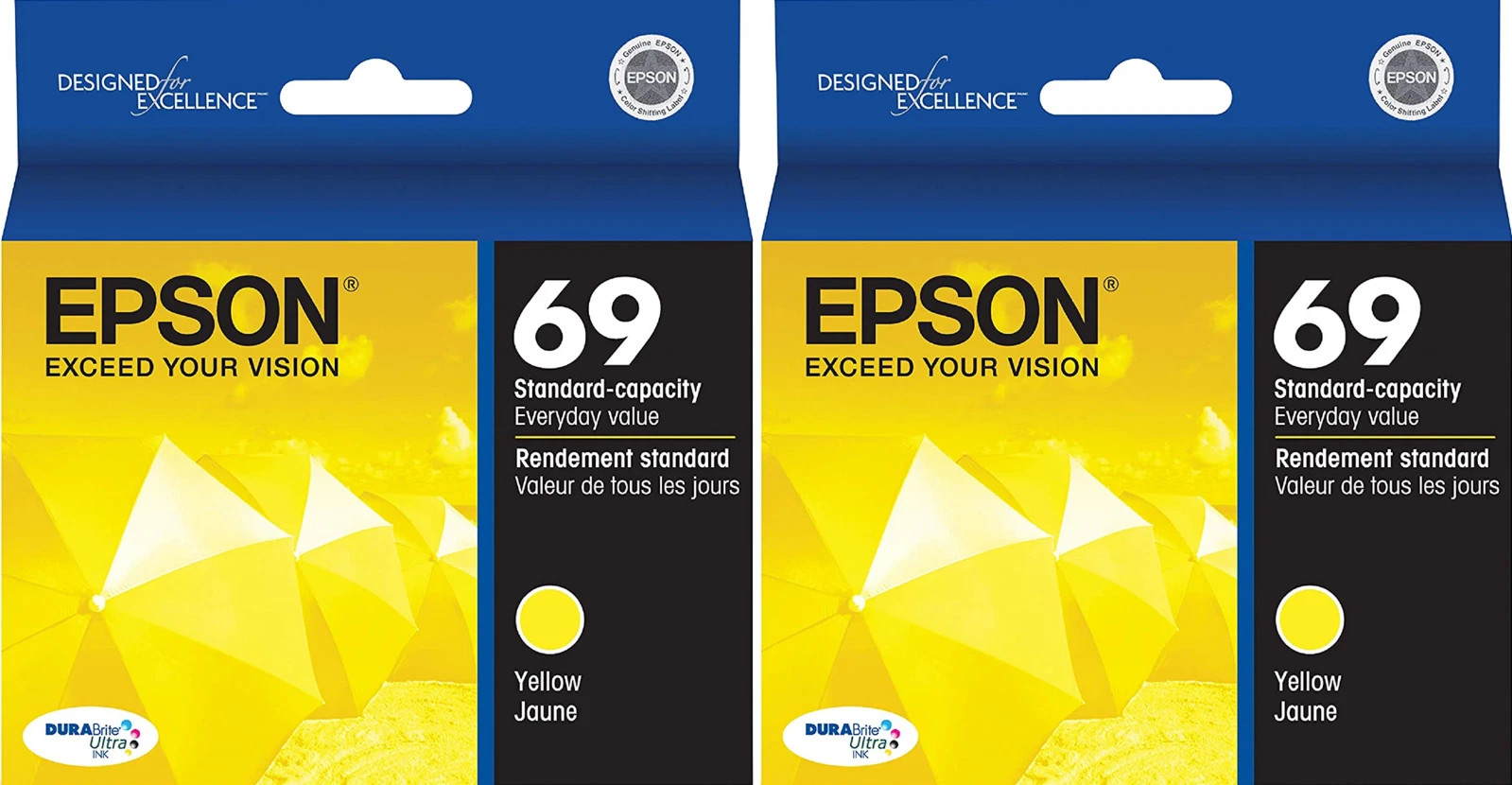 New Genuine Epson 69 Yellow 2PK Ink Cartridges Stylus CX7450 Stylus NX415