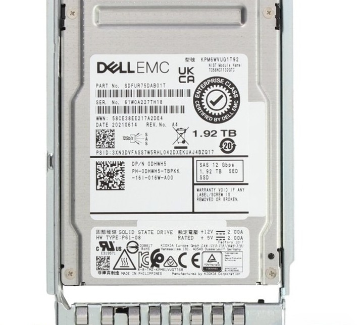 suitable for Dell DHWH5/0DHWH5 2.5" 1.92TB 12Gbps SAS MU TLC SSD 14/15/16G KIT