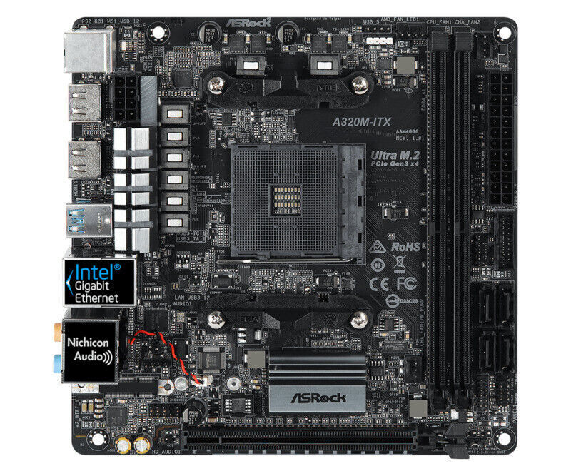 ASRock A320M-ITX Motherboard AMD A320 Socket AM4 D4 M.2 Mini-ITX HDMI for Ryzen