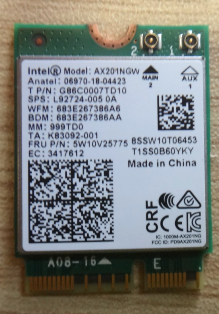 Genuine Intel Wi-Fi Wireless Adapter L92724-005 AX201NGW