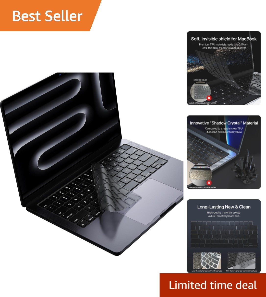 Ultra Thin TPU Keyboard Cover for MacBook Pro 14/16 & Air 13/15 - Invisible Skin