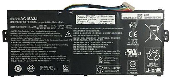 New AC15A3J AC15A8J Battery Fr Acer Chromebook R11 CB5-132T CB3-131 C738T Series