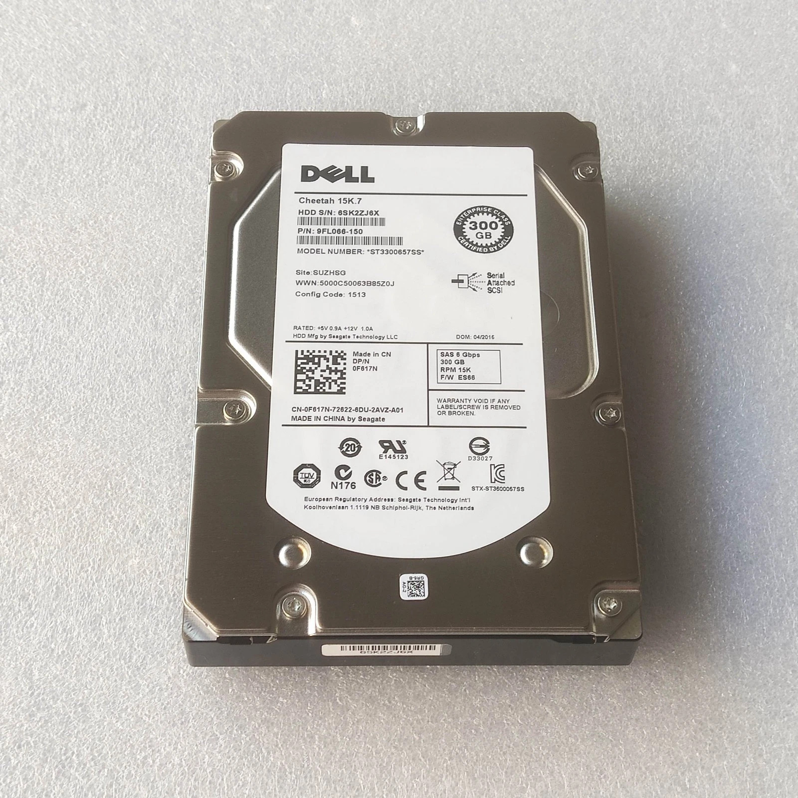 F617N Original Dell ST3300657SS 15K.7 300GB 15K RPM 6Gb/s 3.5" SAS Hard Drive