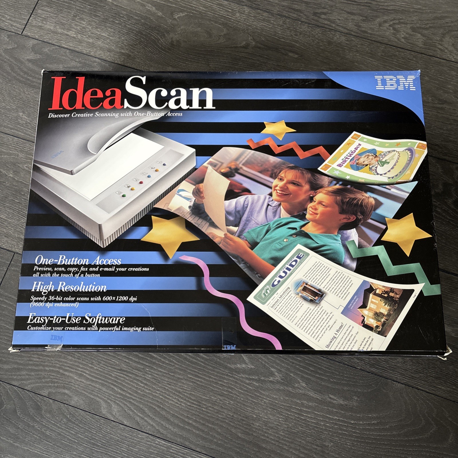 Vintage IBM Idea Scan Pc Computer Scanner Photo Picture + Software Disc Box, NEW