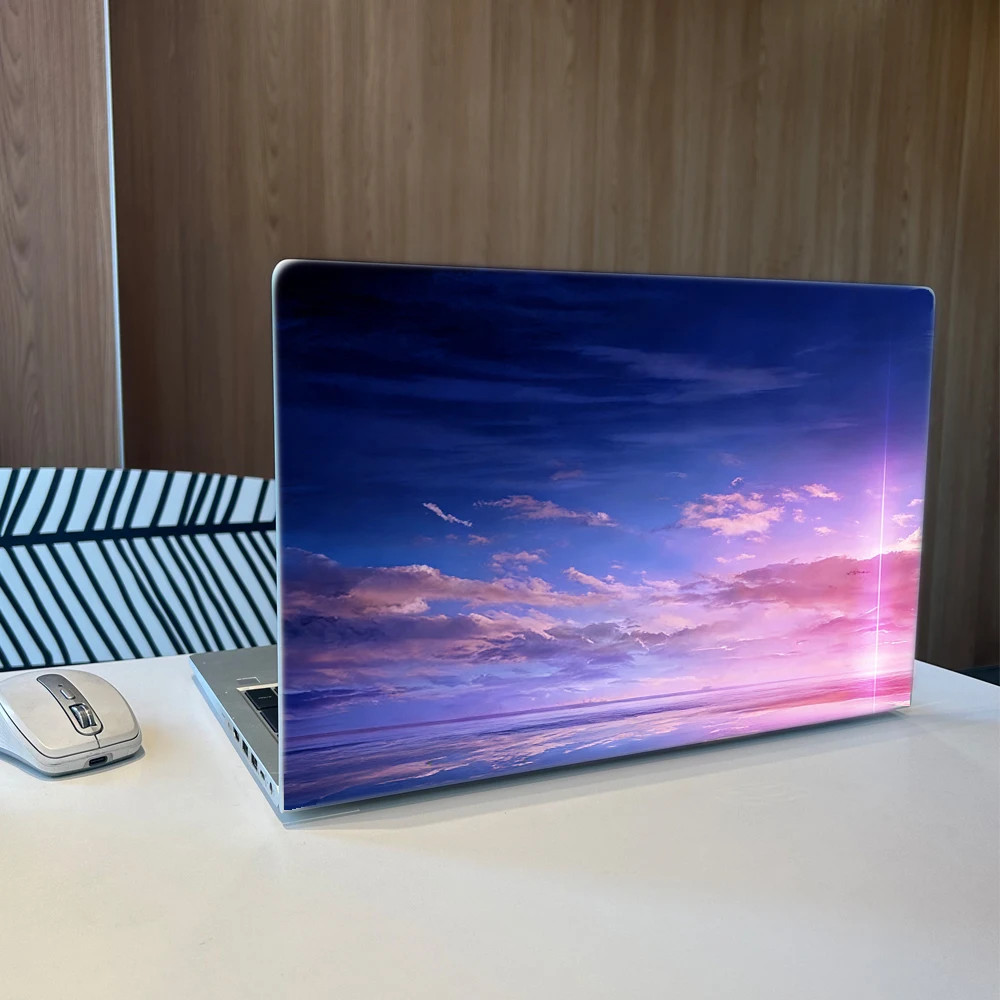 2PCS Pink Sky At Sunset with A Reddish Glow High Quality Vinyl Laptop Stickers 