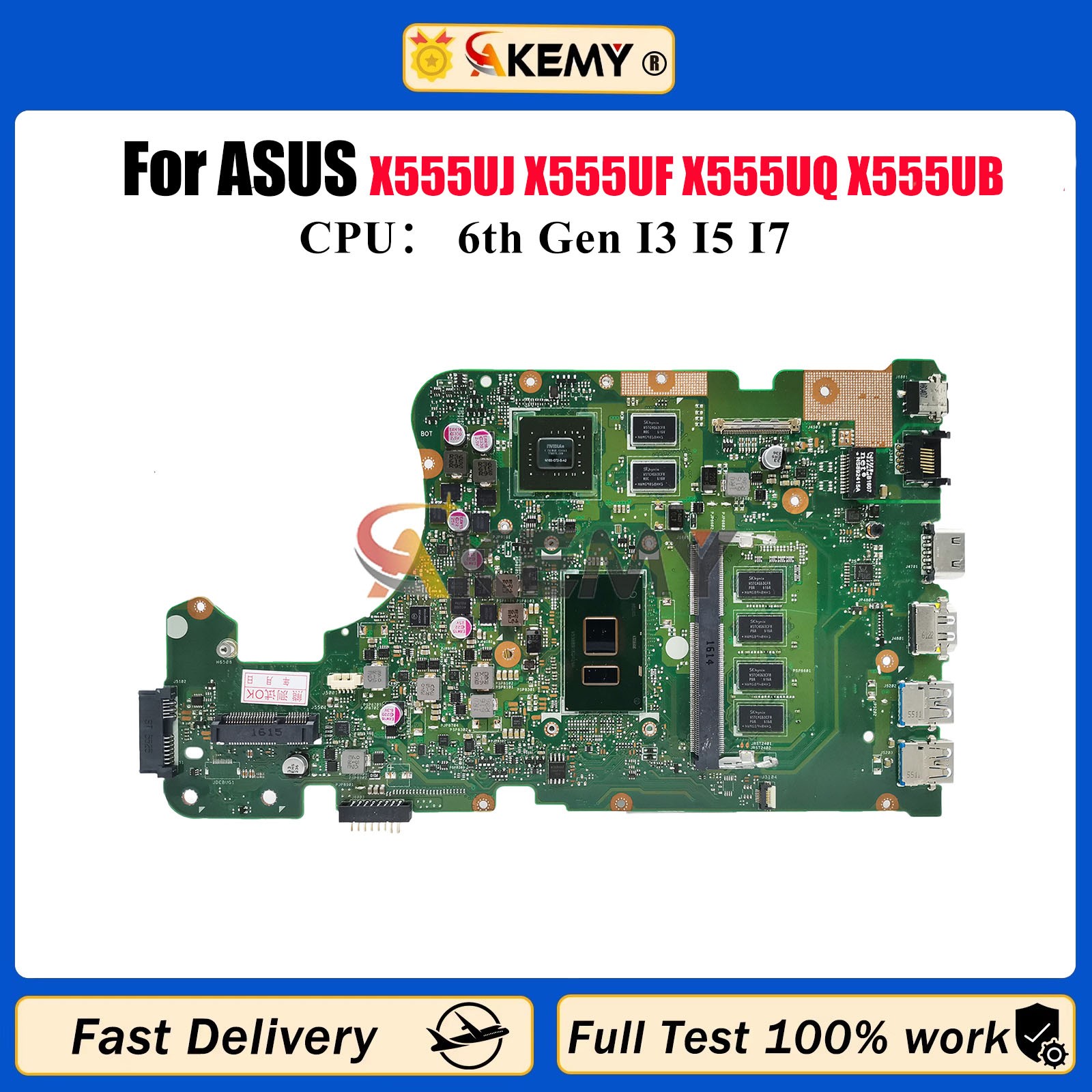 X555UJ Motherboard For ASUS X555UQ X555UB X555UF K555U A555U Mainboard W/CPU