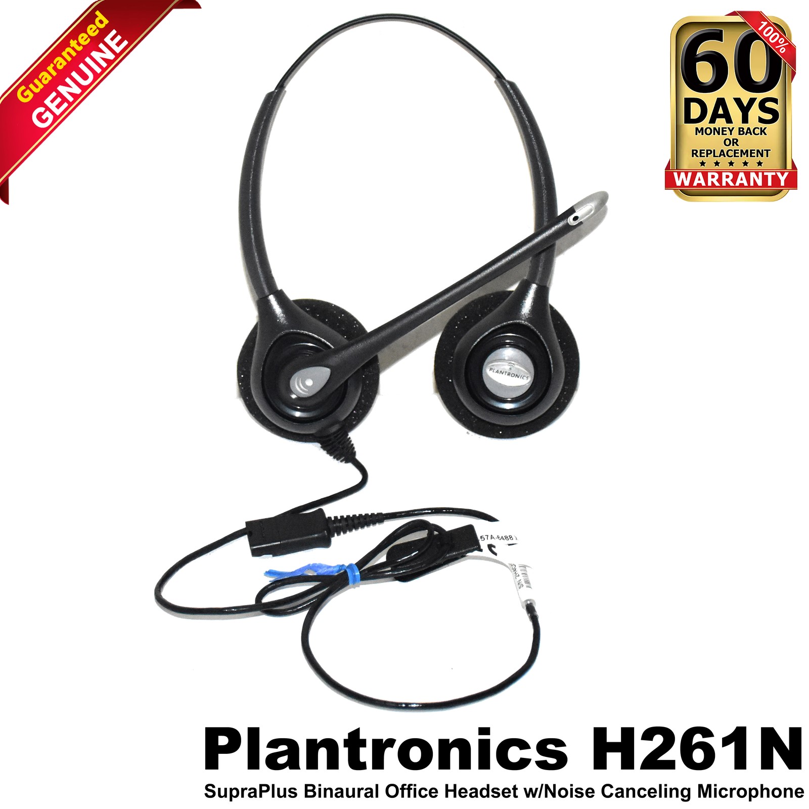 Poly SupraPlus H261N Binaural Wired Headset Noise Cancel Mic QD TAA 7S444AA
