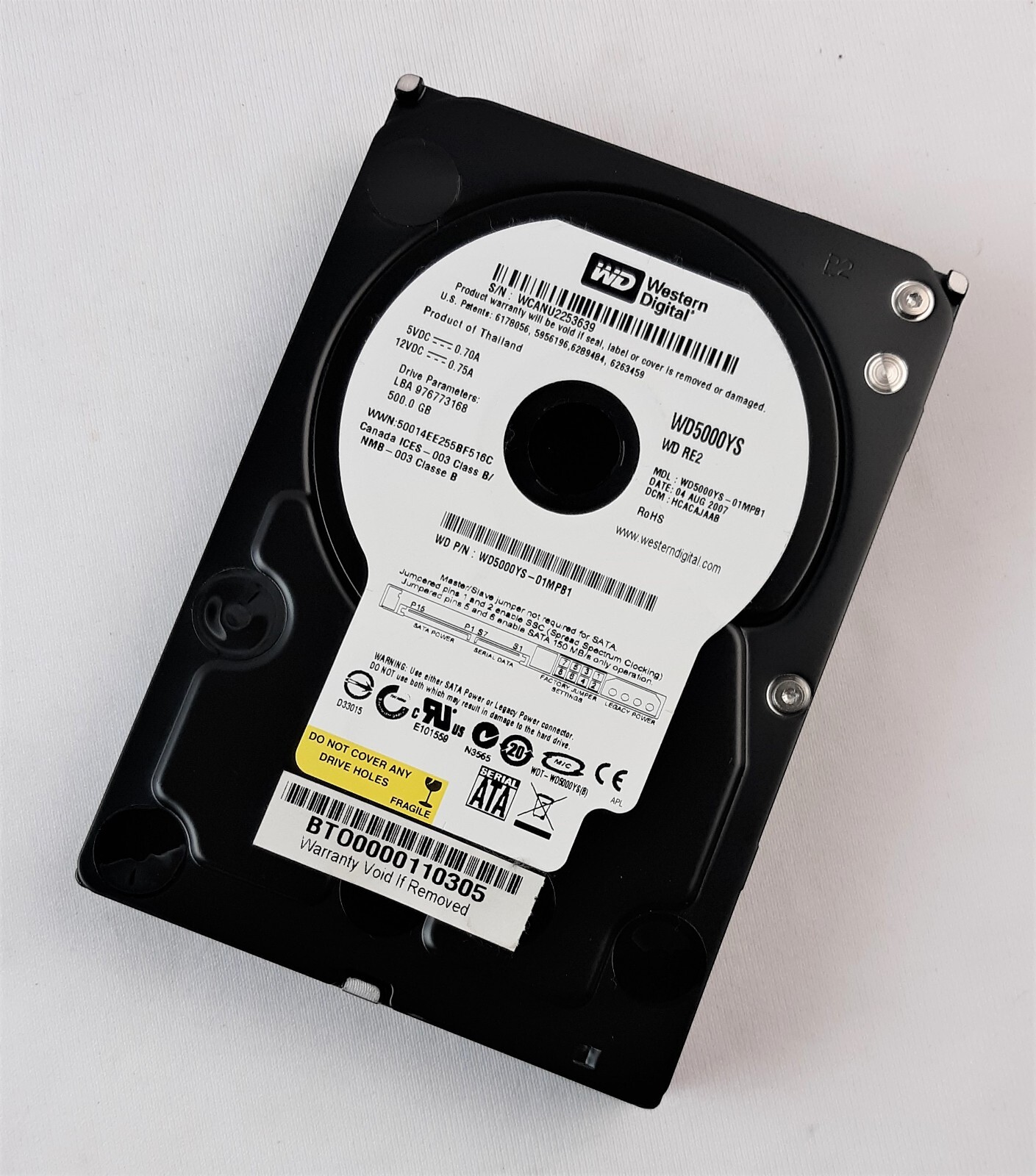 Western Digital WD5000YS WD5000YS-01MPB1 Hard Drive