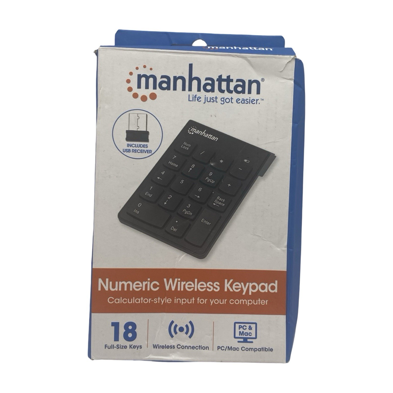 Manhattan 178846 Numeric Wireless Keypad, 18 Keys, Black - NEW w/ Battery
