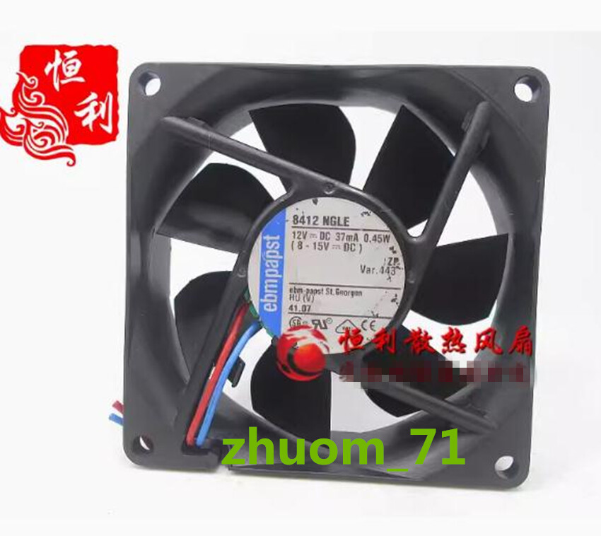1PC ebmpapst 8412NGLE 12V 37mA 0.45W 8CM 8025 silent Axial flow fan cooling fan