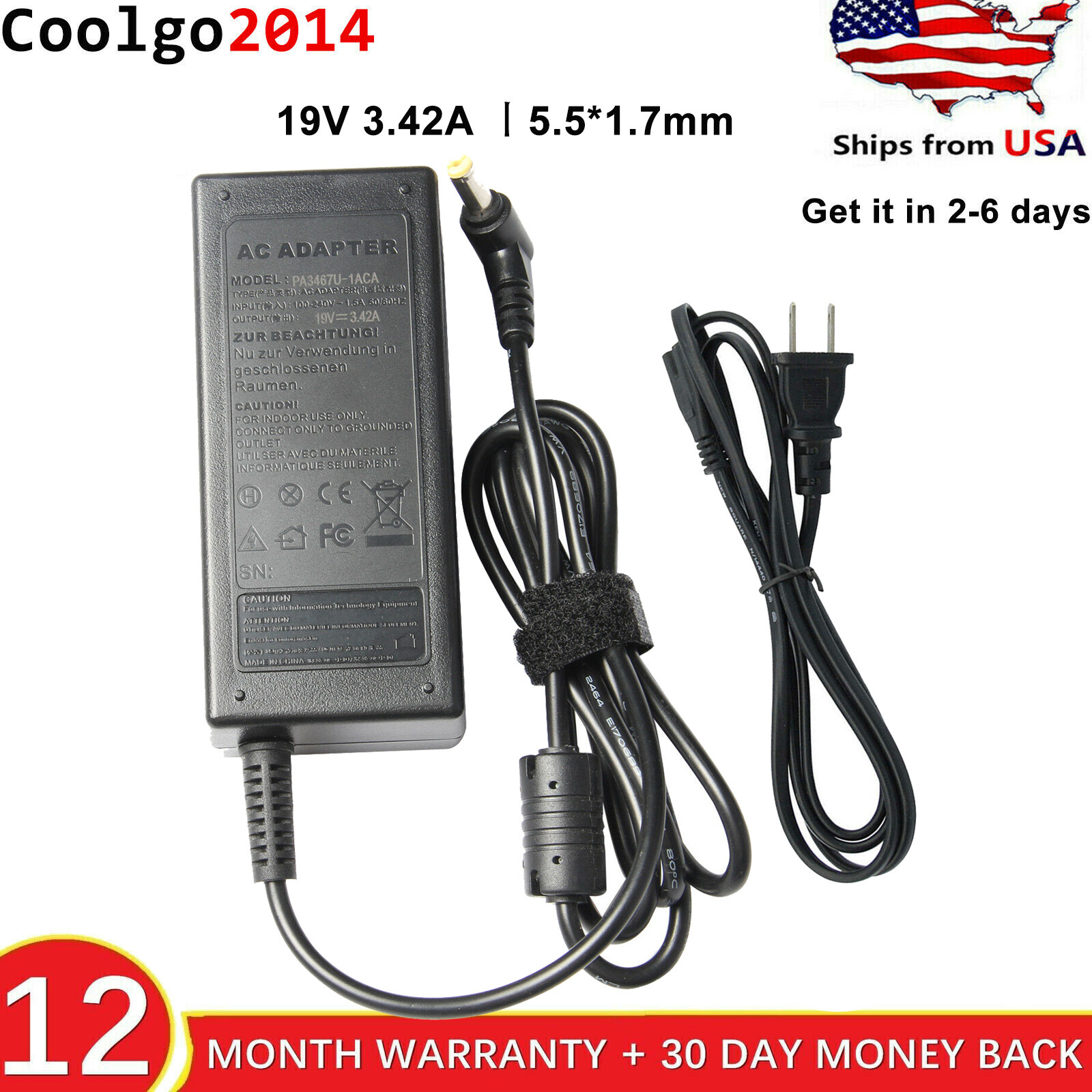 Adapter Charger for Acer Aspire Aspire E15 ES1 E1 E3 E5 V3 V5 V7 A114 A315 A515