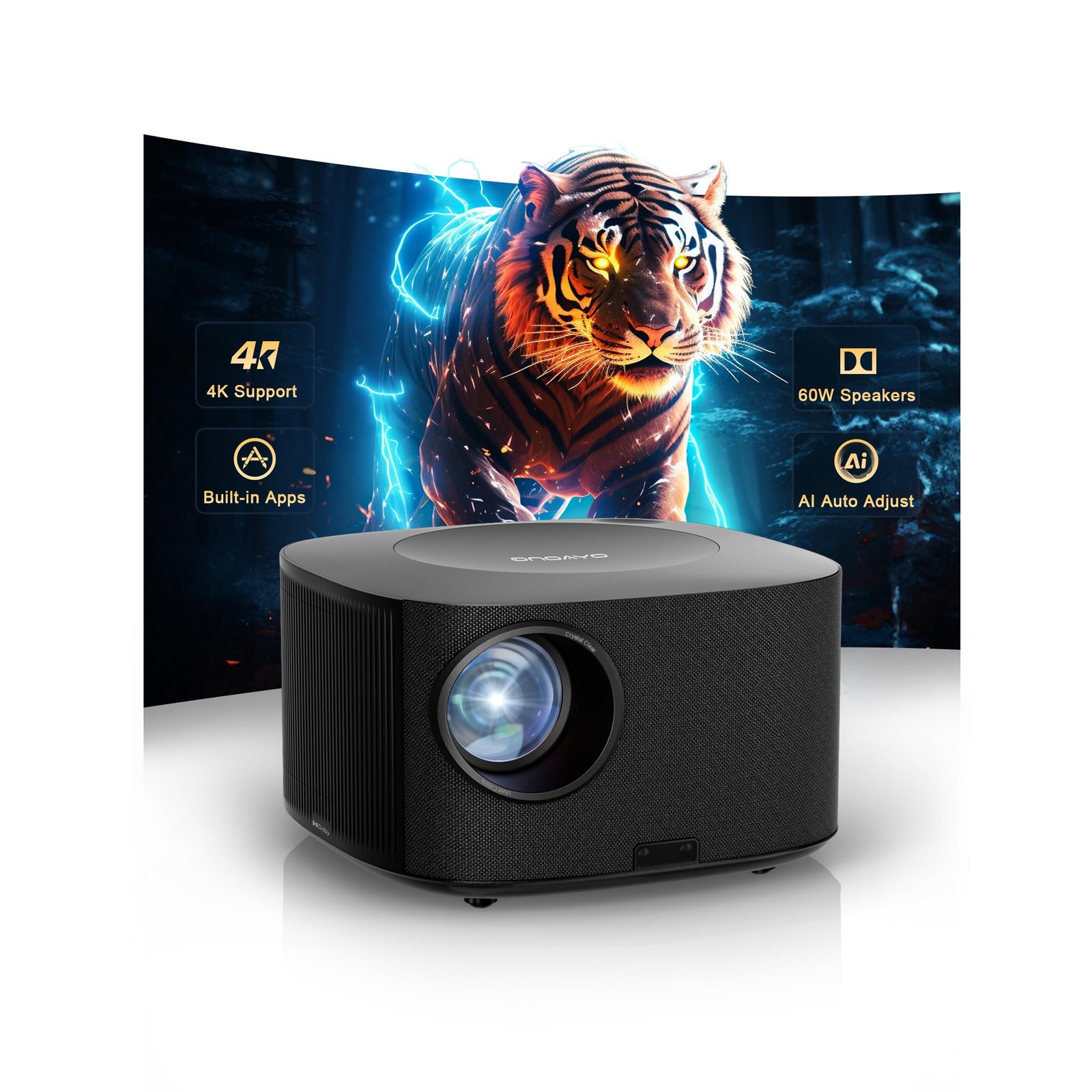 ONOAYO Outdoor-Projector-4K with 60W Dolby Audio and Official Licensed Apps