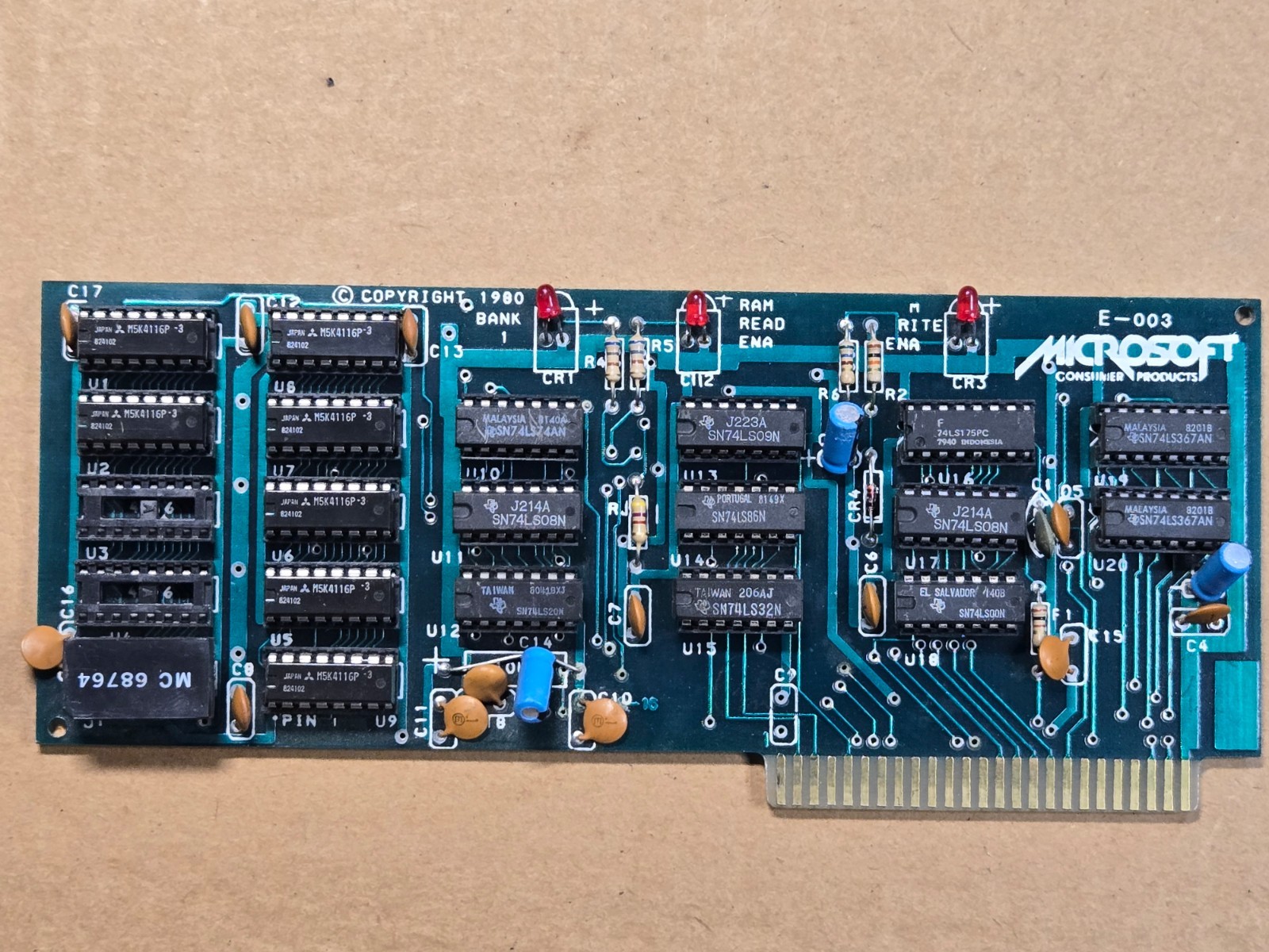 Microsoft E-003 Ram Card (Ramcard) for Apple II Computer - Vintage 1980