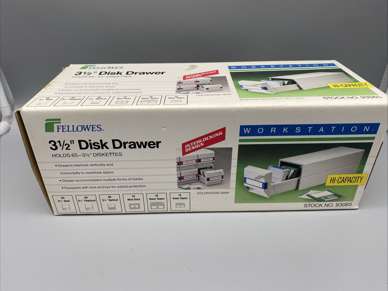 Fellowes 3 1/2" Disk Drawer Workstation (Holds 65) Vintage UNUSED
