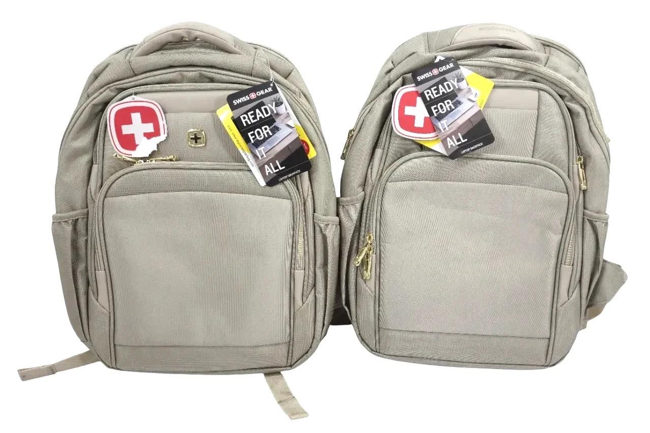 Lot of 2 SwissGear Scansmart SA6392 Laptop Backpack New Beige - 
