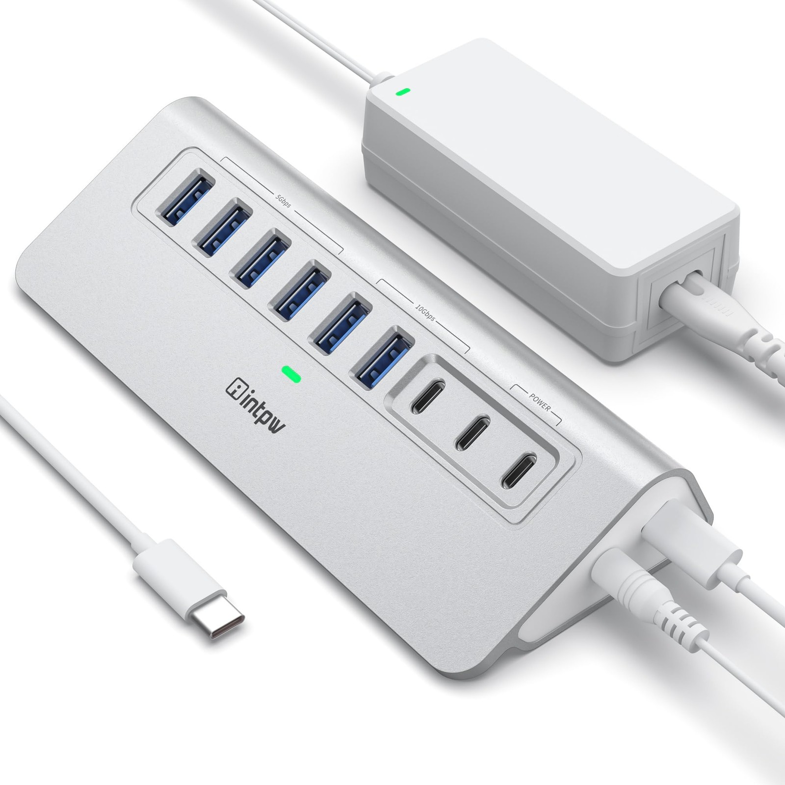 Powered USB Hub 10Gbps, 9-Port USB 3.2 Hub, USB C Hub with USB A/USB C 3.2, 4...