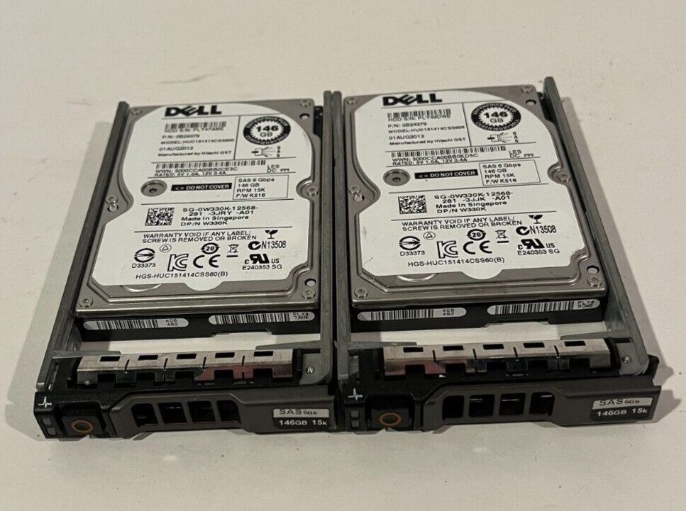 Dell W330K 146GB 15K SAS 2.5" 6GBPS Lot of 2