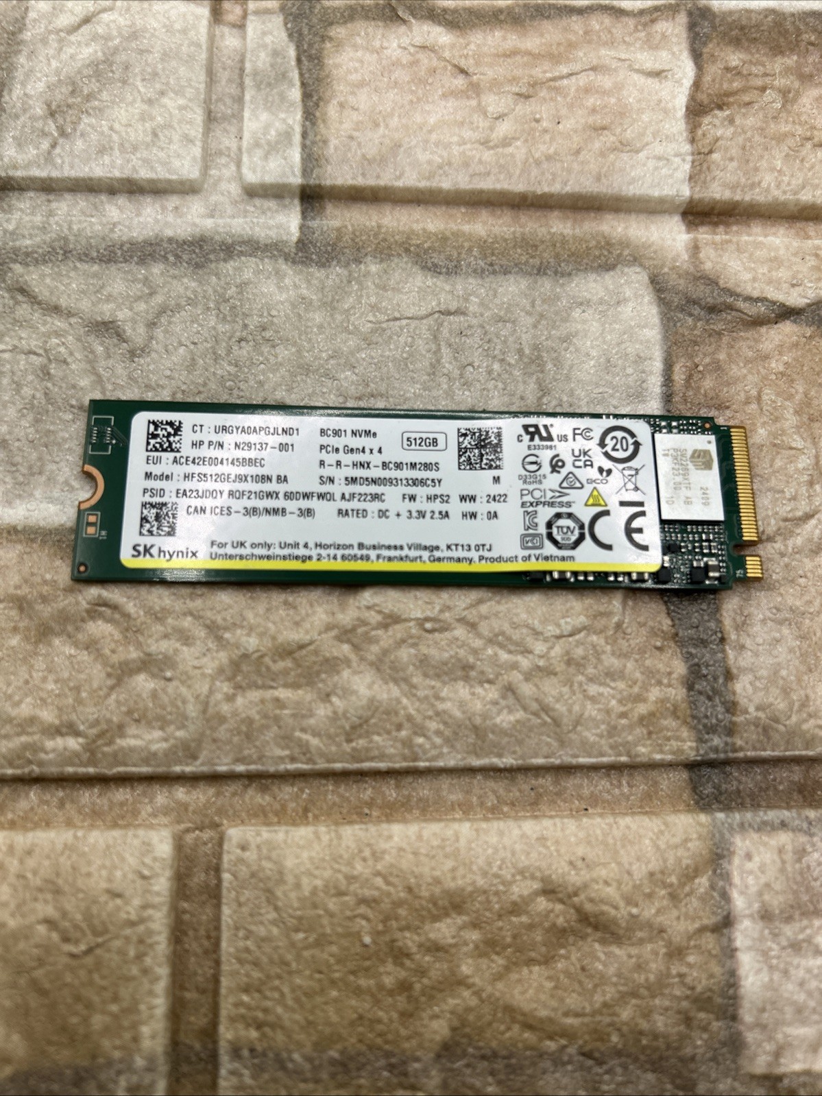 SK Hynix 512GB BC901 M.2 NVMe Gen 4x4 SSD 2280 HFS512GEJ9X108N BA