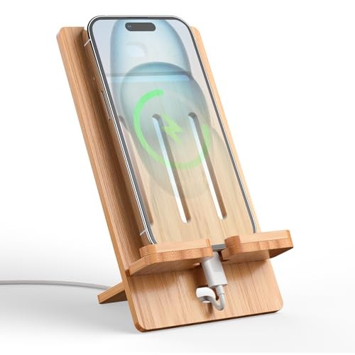  Wooden Bamboo Cell Phone Stand, Wood Charging Dock Holder, Stand (Phone) Slim