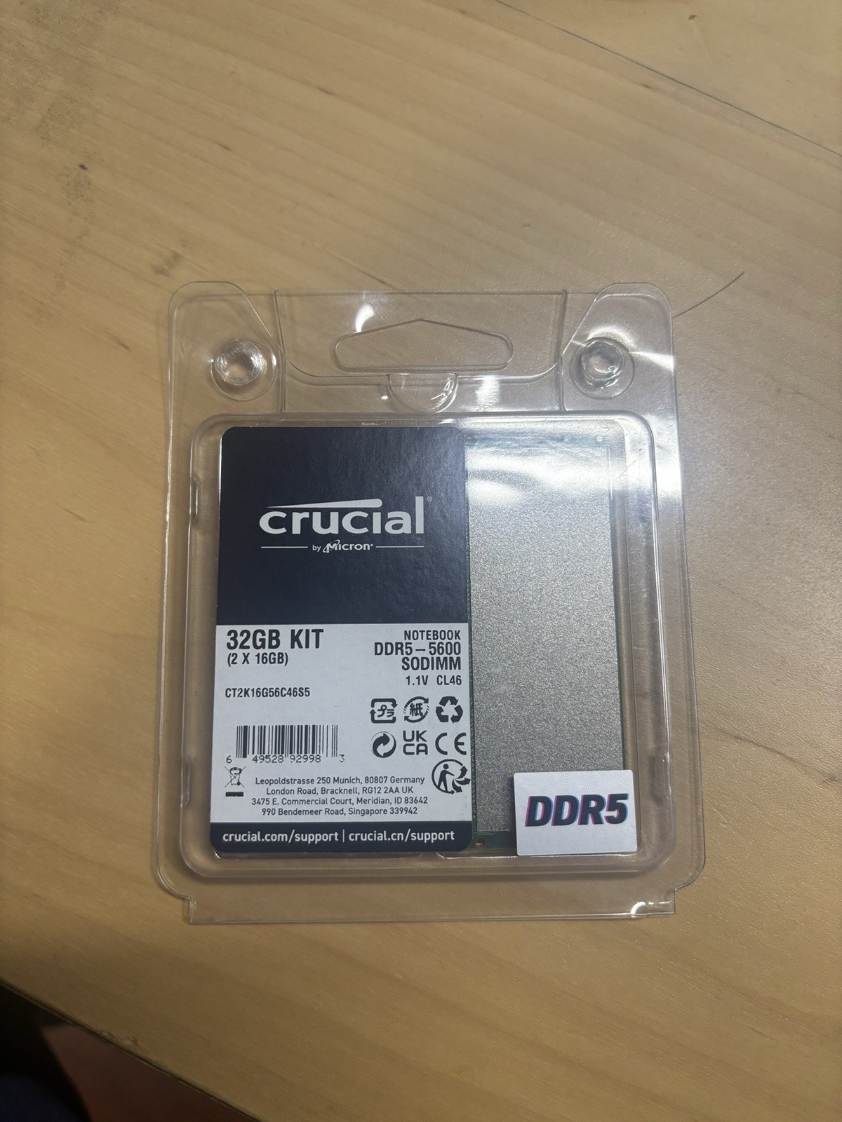 Crucial Micron DDR5 32 GB Laptop Memory Kit