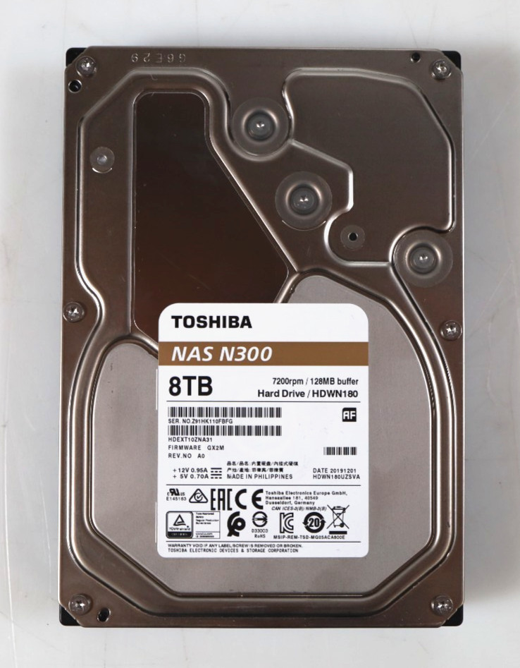 Toshiba N300 HDWG480 8TB 3.5" 7200RPM SATA 6 Gb/s Hard Drive