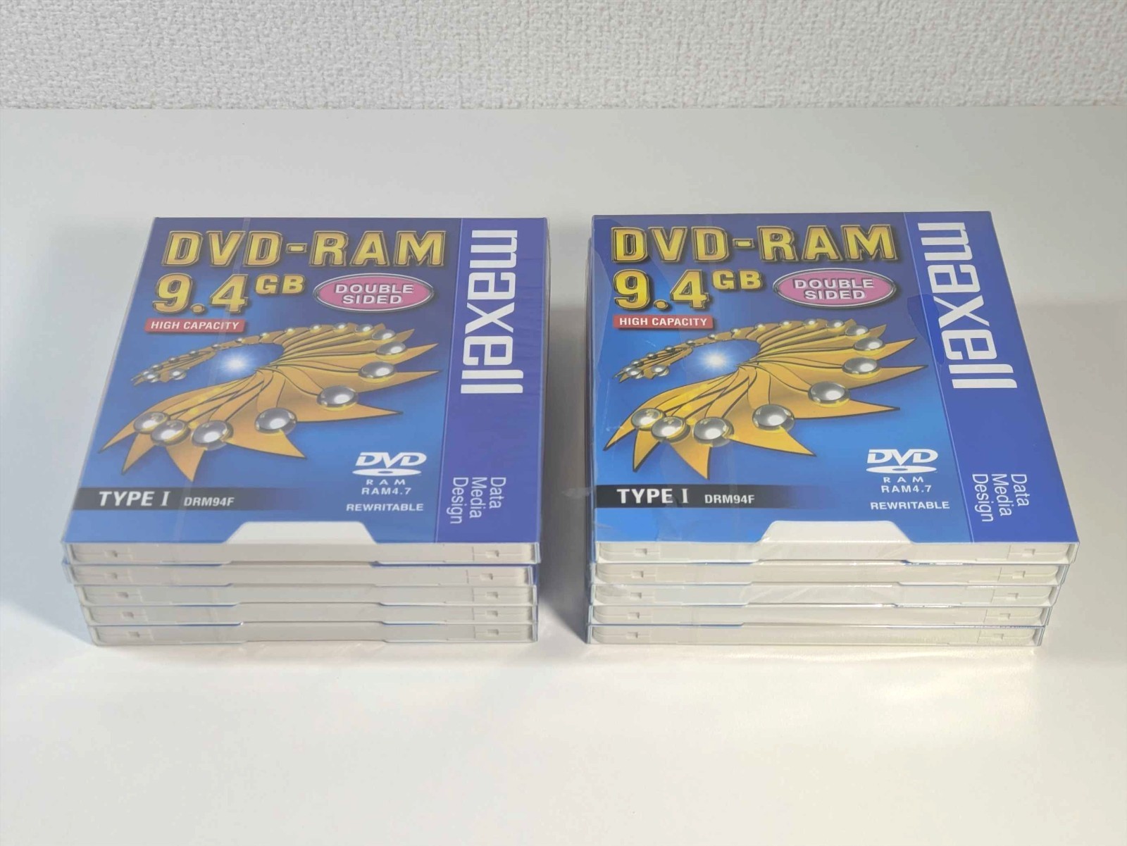 【 SEALED x 10-discs 】Maxell DVD-RAM 9.4GB Type-1 Type I Double Sided Rewritable