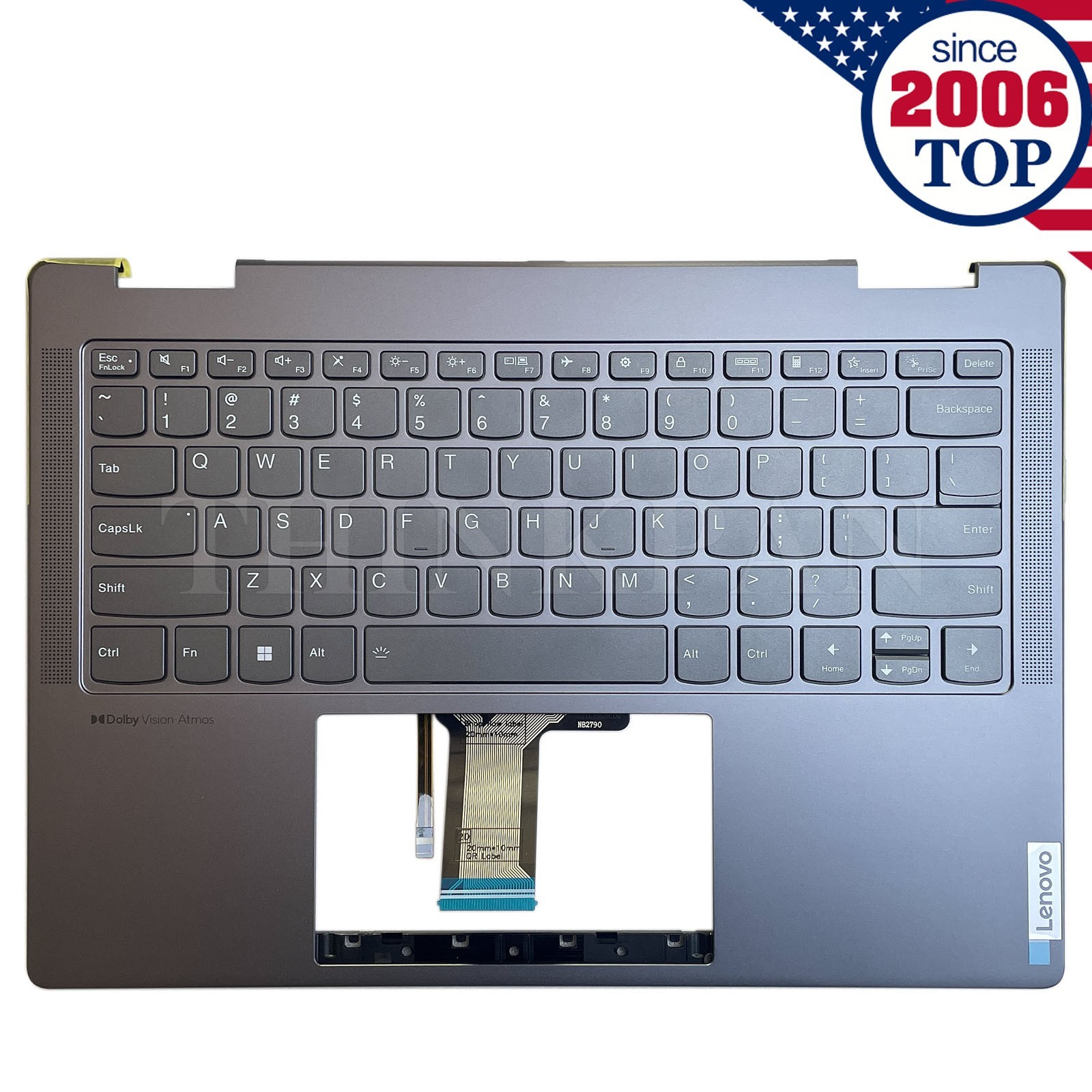 New Palmrest W/Backlit Keyboard Grey No FPR For Lenovo Yoga 7 14IRL8 14" 2023