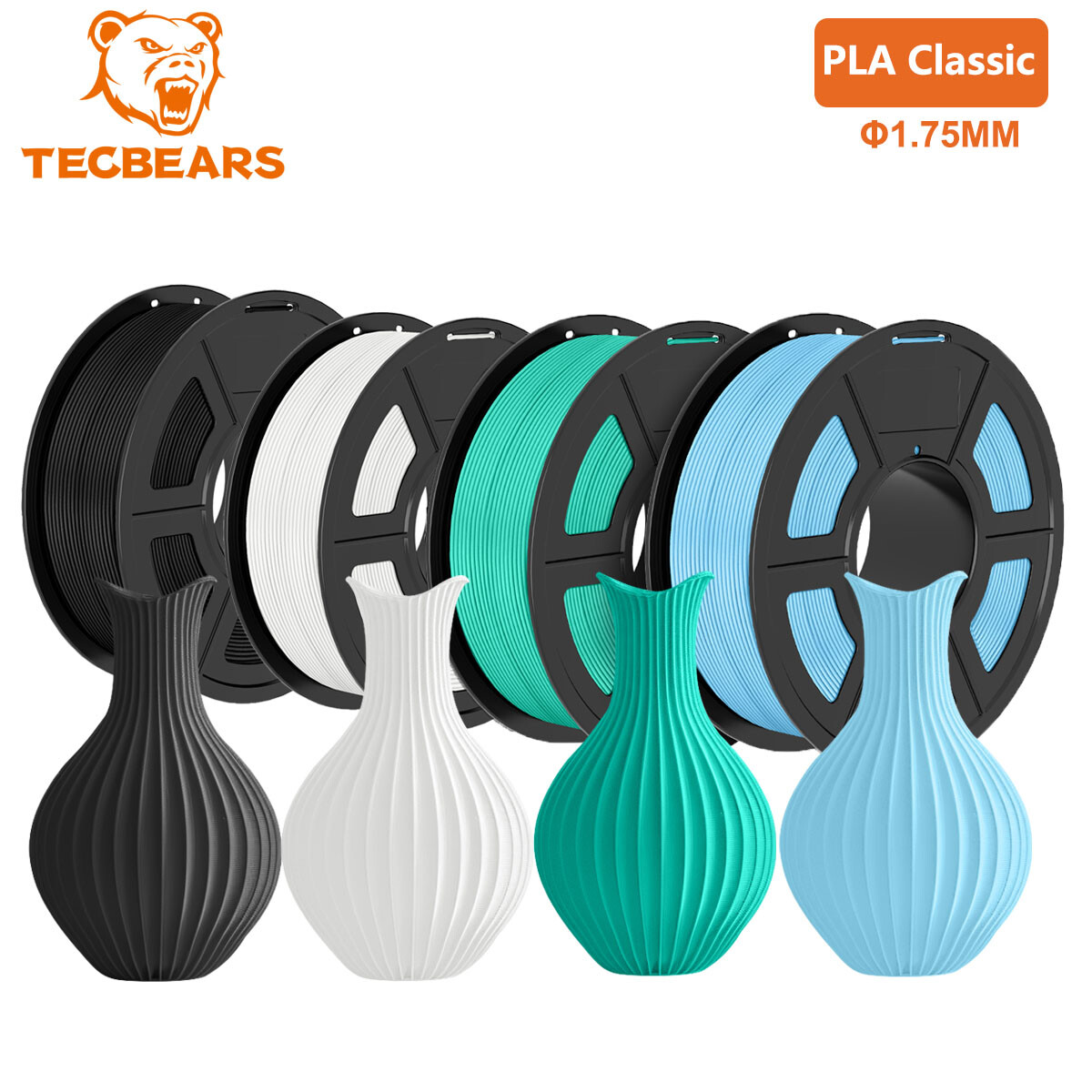 TECBEARS 4kg PLA Classic 3D Printer Filament High Speed 600mm/s 1.75mm New PLA