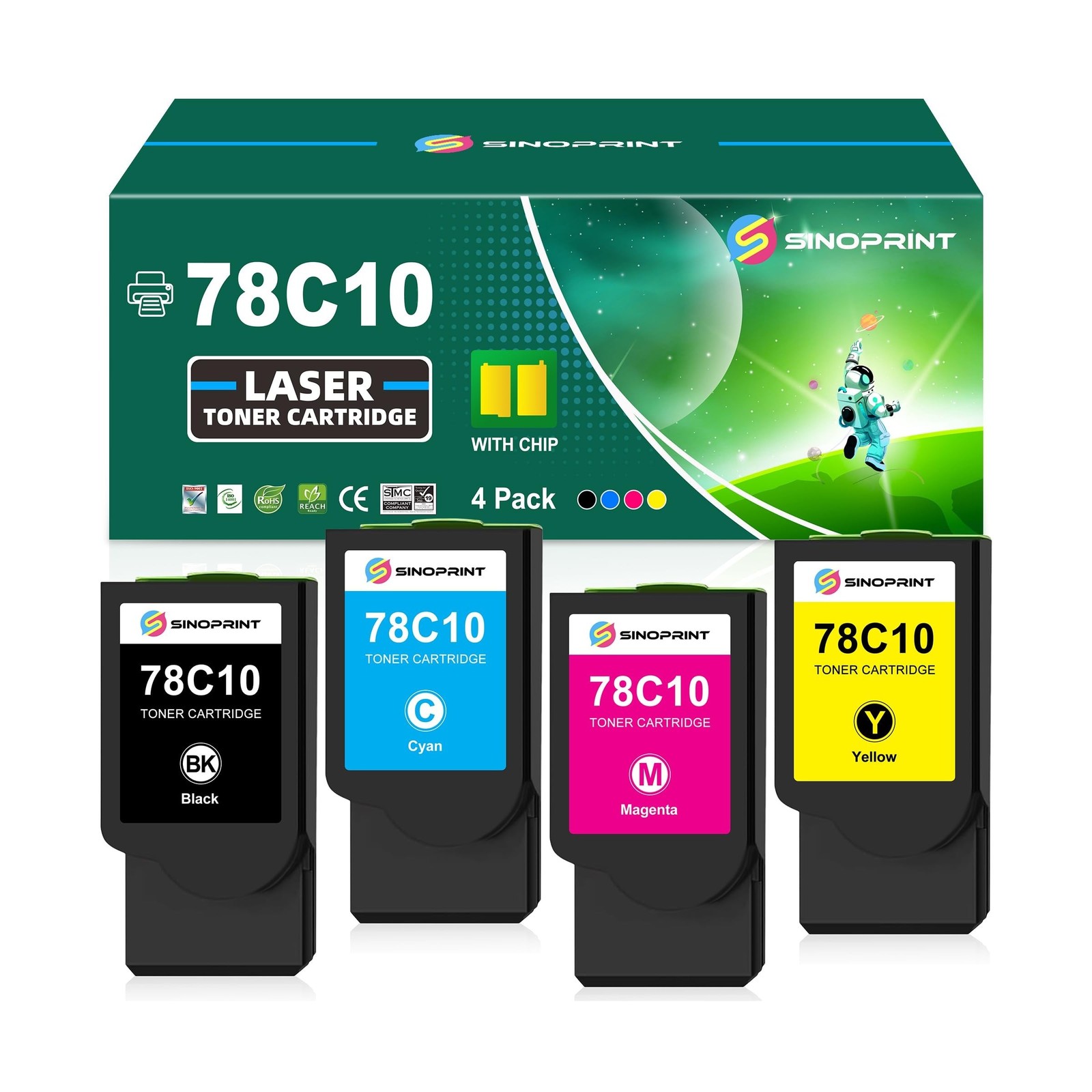 78C10 CS421 Toner Cartridge Replacement for Lexmark 78C10 78C10K0 78C10C0 78C...