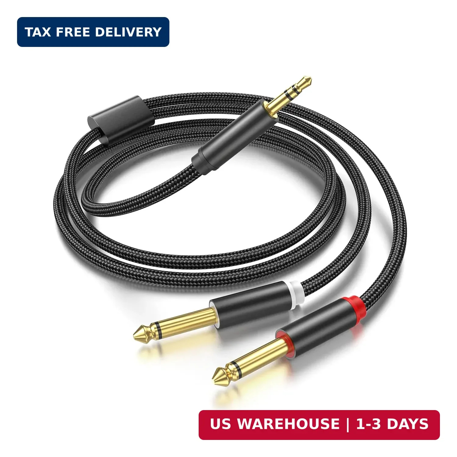 3.5mm TRS to Dual 6.35mm 1/4 TS Mono Breakout Cable，(3.3FT) Y Splitter Stereo Co