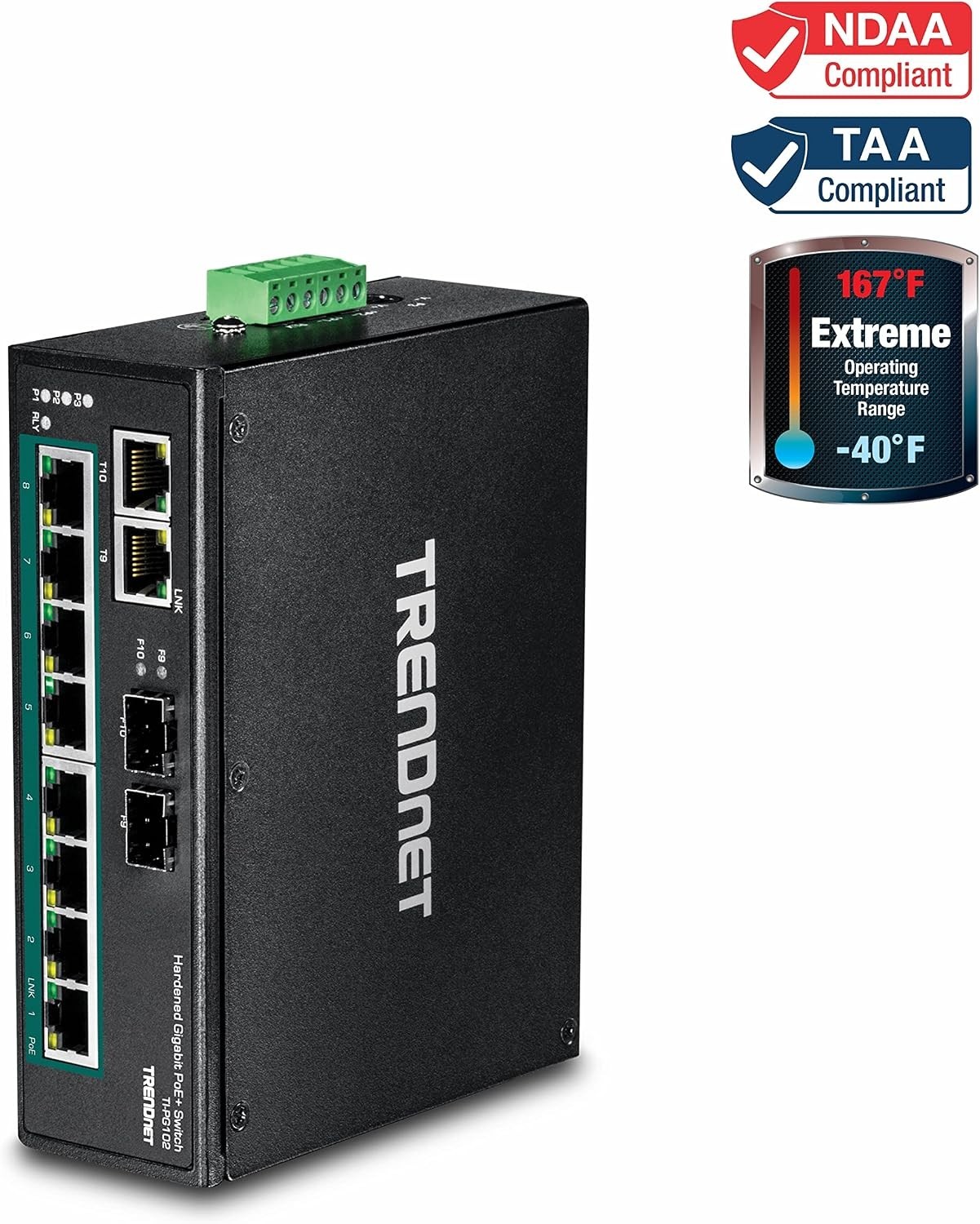 TRENDnet TI-G102 Gigabit Ethernet Industrial Switch 2-Port Metal Network