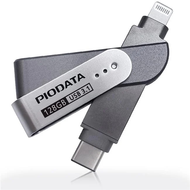 IXF-128-SG-CL 1 PioData iXflash 128GB MFi Flash Drive for iPhone/iPad Dual US...