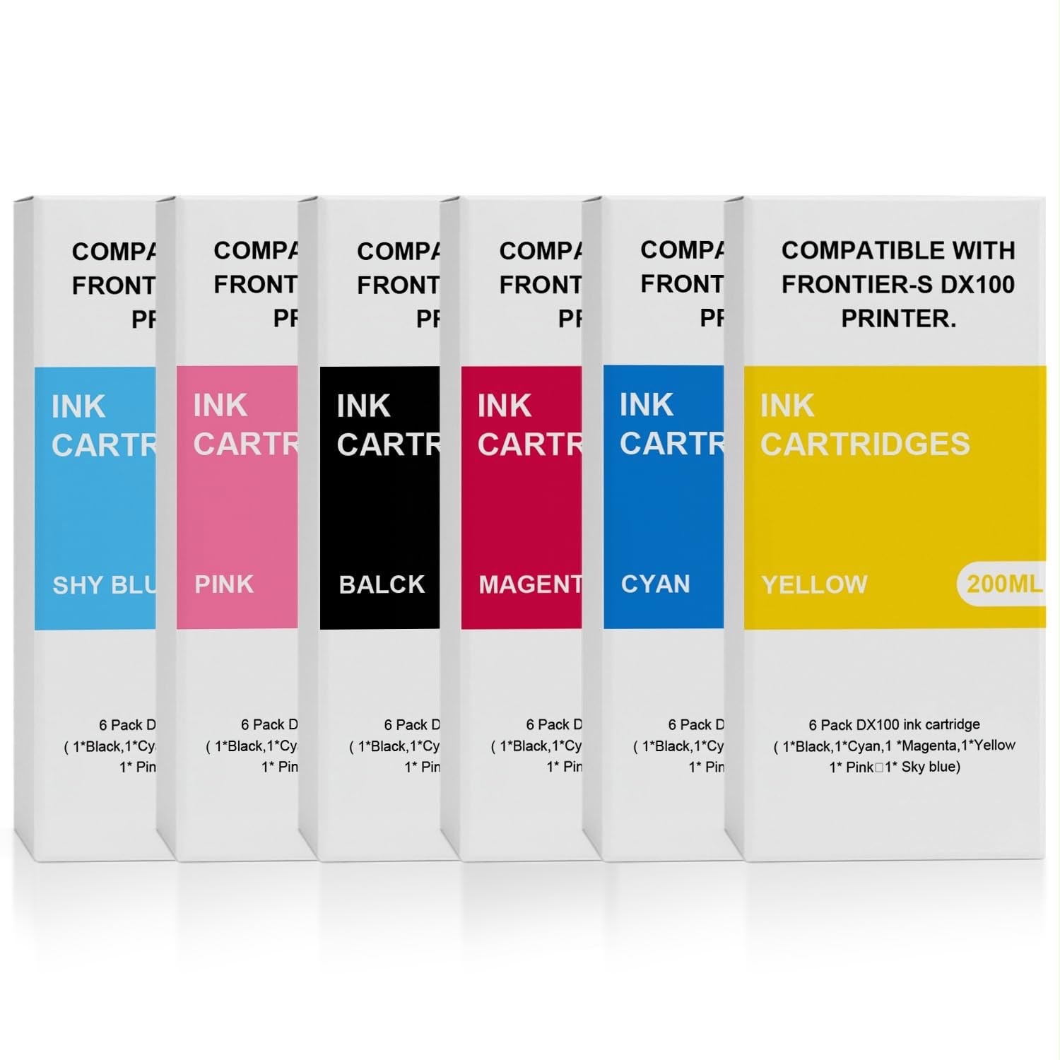 6-Pack DX100 Ink Cartridges Set Replacement for Fujifilm DX VIVIDIA Ink Cartr...