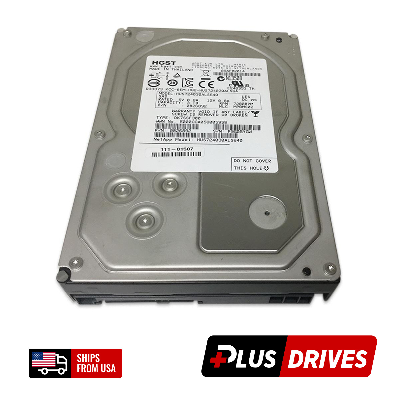 3TB SAS 3.5" Hitachi HGST Ultrastar 7K4000 7.2K RPM 6Gbps Server Hard Drive