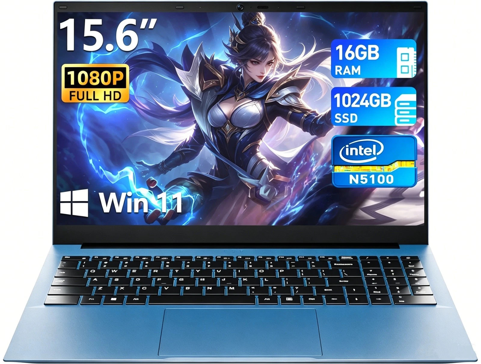 SGIN Laptop Notebook 15.6" Intel N5100 Up to 2.8GHz 16GB DDR4 1TB SSD MINI HDMI